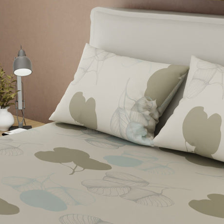 Semijuego de Sábanas Style Bosque Sereno Beige Claro para Cama Doble 140 X 190 Cm Hojas - SABANAS | Bylmo