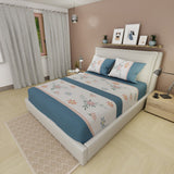 Semijuego de Sábanas Style Jardín Azul y Blanco para Cama Doble 140 X 190 Cm Hojas Y Flores - SABANAS | Bylmo