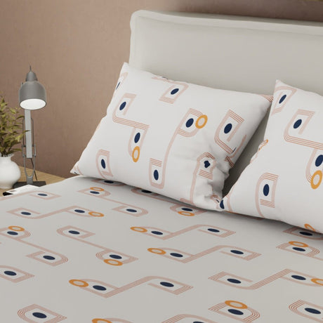 Semijuego de Sábanas Style Órbita Blanco Apagado para Cama Queen 160 X 190 Cm Lineas Y Puntos - SABANAS | Bylmo