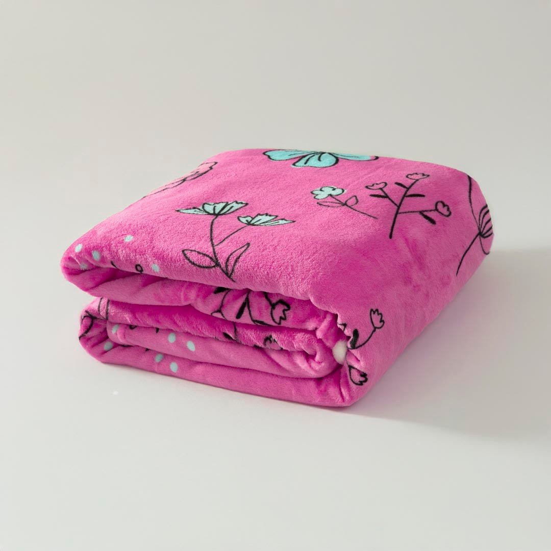 Cobija Piel de Durazno Fucsia 180x200cm de Rosas - COBIJAS Y MANTAS | Bylmo