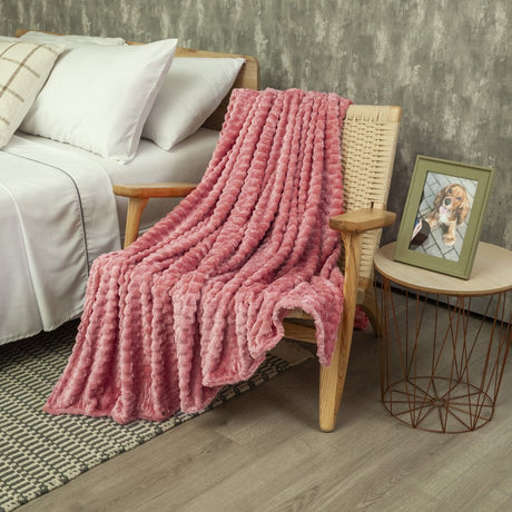 Cobija Texture Rosado 180x200cm Fondo Entero - COBIJAS Y MANTAS | Bylmo