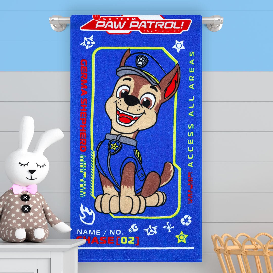 Toalla Infantil Azul 60x120cm de Paw Patrol Chase Extrasuave - TOALLAS | Bylmo