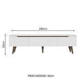 Rack de TV Doha Blanco y Marrón 180x50cm para TV Hasta 80" Pulgadas con Un cajón y Dos Compartimientos - MUEBLES DE TV | Bylmo