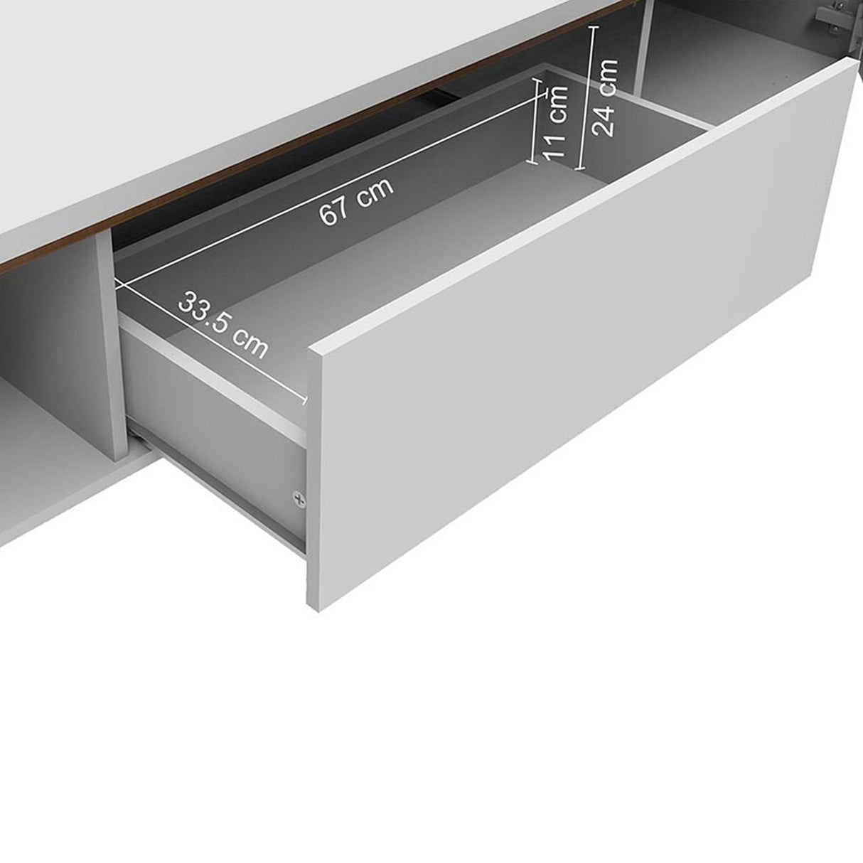 Rack de TV Doha Blanco y Marrón 180x50cm para TV Hasta 80" Pulgadas con Un cajón y Dos Compartimientos - MUEBLES DE TV | Bylmo