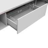 Rack de TV Doha Blanco y Marrón 180x50cm para TV Hasta 80" Pulgadas con Un cajón y Dos Compartimientos - MUEBLES DE TV | Bylmo