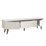 Rack de TV Doha Blanco y Marrón 180x50cm para TV Hasta 80" Pulgadas con Un cajón y Dos Compartimientos - MUEBLES DE TV | Bylmo