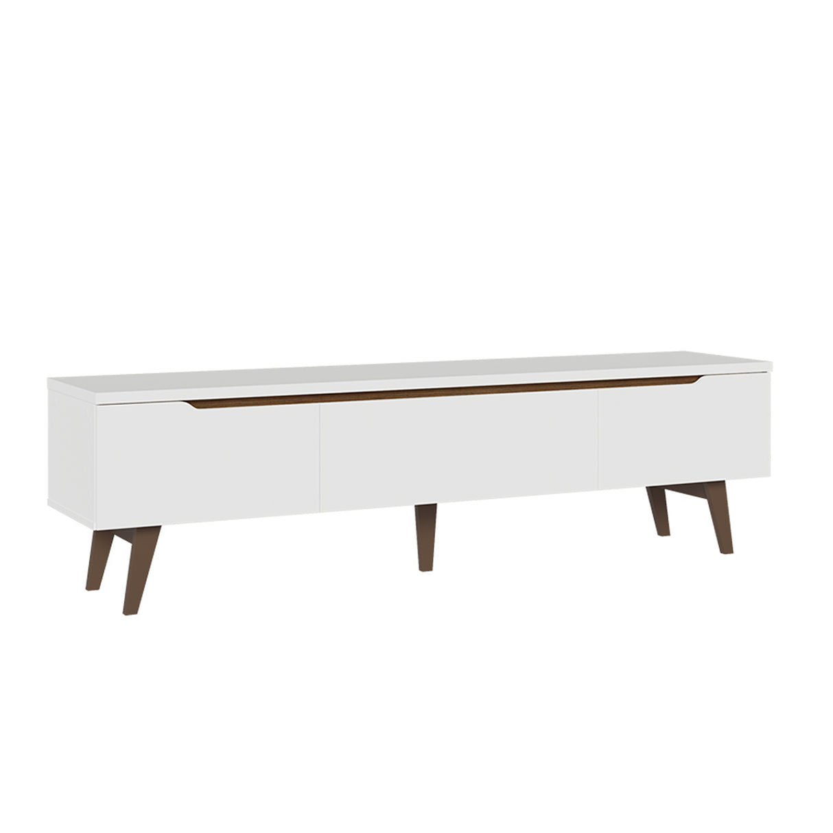 Rack de TV Doha Blanco y Marrón 180x50cm para TV Hasta 80" Pulgadas con Un cajón y Dos Compartimientos - MUEBLES DE TV | Bylmo