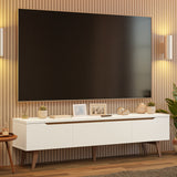 Rack de TV Doha Blanco y Marrón 180x50cm para TV Hasta 80" Pulgadas con Un cajón y Dos Compartimientos - MUEBLES DE TV | Bylmo