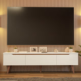Rack de TV Doha Blanco y Marrón 180x50cm para TV Hasta 80" Pulgadas con Un cajón y Dos Compartimientos - MUEBLES DE TV | Bylmo