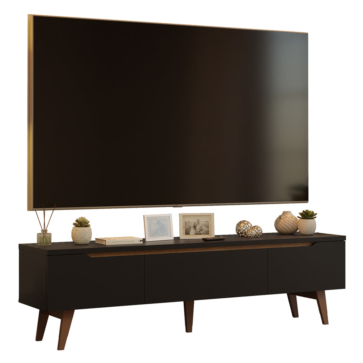 Rack de TV Doha Negro y Marrón 180x50cm para TV Hasta 80