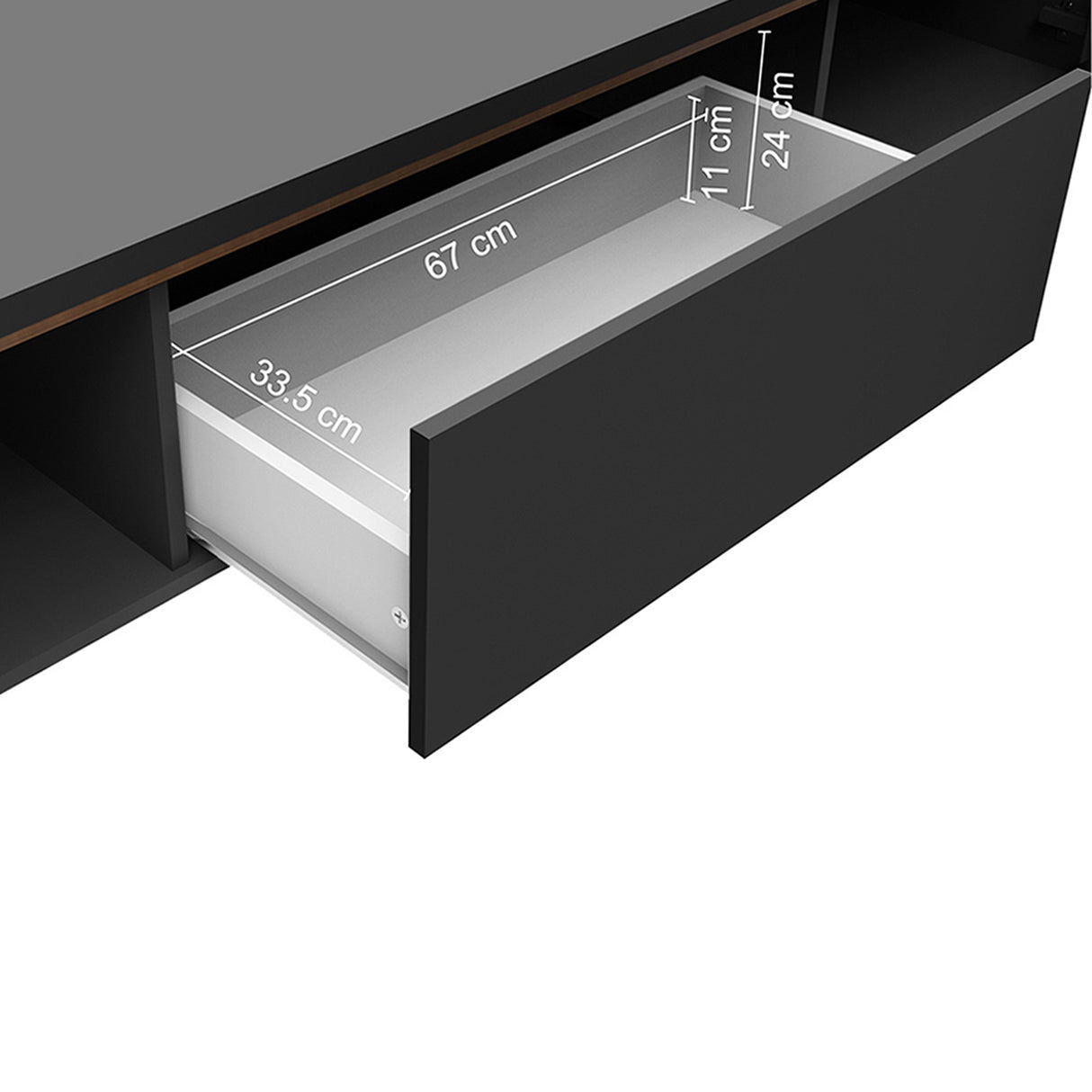 Rack de TV Doha Negro y Marrón 180x50cm para TV Hasta 80" Pulgadas con Un cajón y Dos Compartimientos - MUEBLES DE TV | Bylmo