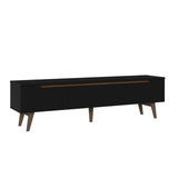 Rack de TV Doha Negro y Marrón 180x50cm para TV Hasta 80" Pulgadas con Un cajón y Dos Compartimientos - MUEBLES DE TV | Bylmo