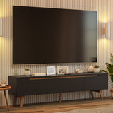 Rack de TV Doha Negro y Marrón 180x50cm para TV Hasta 80" Pulgadas con Un cajón y Dos Compartimientos - MUEBLES DE TV | Bylmo