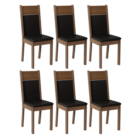 Kit x 6 Sillas para Comedor Marrón y Negro 40x98cm de Asiento Cuadrado con Espaldar - SILLAS Y BUTACOS | Bylmo