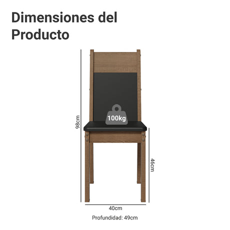 Kit x 6 Sillas para Comedor Marrón y Negro 40x98cm de Asiento Cuadrado con Espaldar - SILLAS Y BUTACOS | Bylmo
