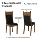 Kit x 6 Sillas para Comedor Marrón y Negro 40x98cm de Asiento Cuadrado con Espaldar - SILLAS Y BUTACOS | Bylmo