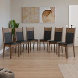 Kit x 6 Sillas para Comedor Negro y Marrón 40x98cm de Asiento Cuadrado con Espaldar - SILLAS Y BUTACOS | Bylmo