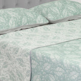 Cubrelecho Trama Blanco y Verde Menta para Cama Doble 140 X 190 Cm Prensado de Hojas - TENDIDOS Y CUBRELECHOS | Bylmo