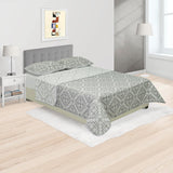 Cubrelecho Trama Gris y Gris Oscuro para Cama Doble 140 X 190 Cm Prensado de Simbolos Geometricos - TENDIDOS Y CUBRELECHOS | Bylmo