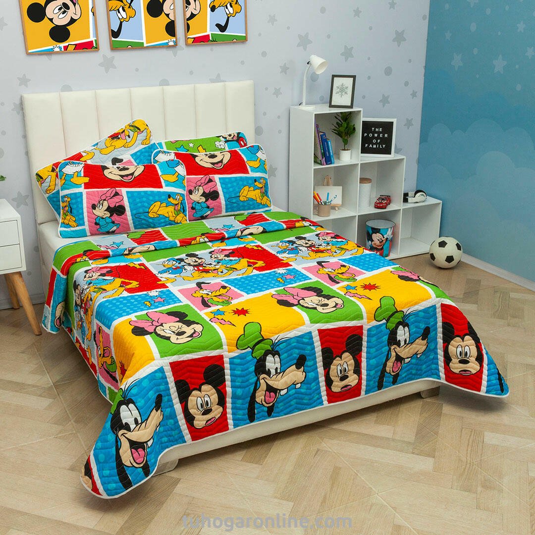 Cubrelecho Multicolor para Cama Sencilla 100 X 190 Cm Prensado de Disney - TENDIDOS Y CUBRELECHOS | Bylmo