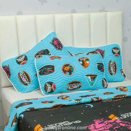Cubrelecho Negro y Azul para Cama Semidoble 120 X 190 Cm Prensado de Buzz Lightyear - TENDIDOS Y CUBRELECHOS | Bylmo