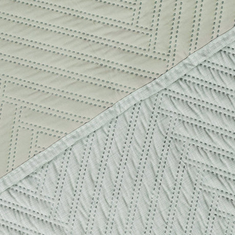 Tendido Kyoto Verde grisáceo para Cama King 200 X 200 Cm Fondo Entero - TENDIDOS Y CUBRELECHOS | Bylmo