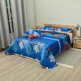 Cubrelecho Sendero Tribal Azul y Azul Oscuro para Cama Sencilla 100 X 190 Cm Prensado de Tribal - TENDIDOS Y CUBRELECHOS | Bylmo