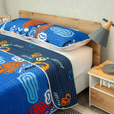 Cubrelecho Sendero Tribal Azul y Azul Oscuro para Cama Sencilla 100 X 190 Cm Prensado de Tribal - TENDIDOS Y CUBRELECHOS | Bylmo