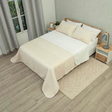 Cubrelecho Doble Faz Trama Arena y Blanco para Cama Doble 140 X 190 Cm Prensado Fondo Entero - TENDIDOS Y CUBRELECHOS | Bylmo
