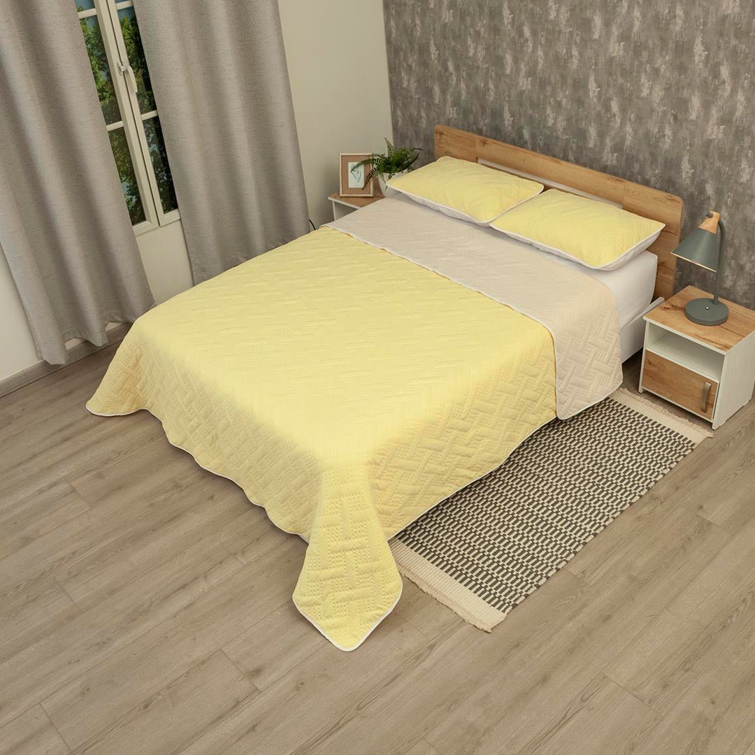 Cubrelecho Termosellado Cotton Sense Amarillo para Cama Doble 140 X 190 Cm Fondo Entero - TENDIDOS Y CUBRELECHOS | Bylmo