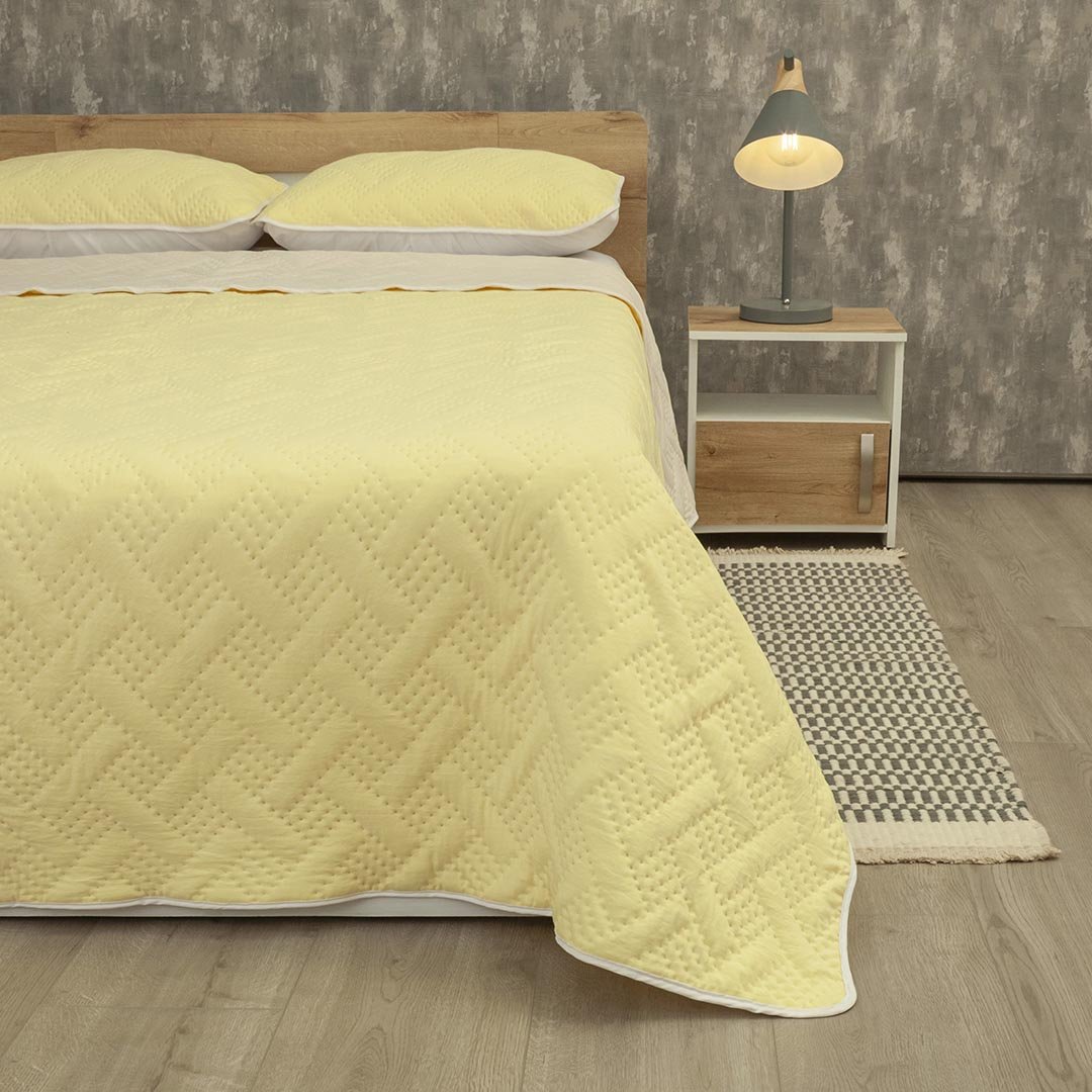 Cubrelecho Termosellado Cotton Sense Amarillo para Cama Doble 140 X 190 Cm Fondo Entero - TENDIDOS Y CUBRELECHOS | Bylmo
