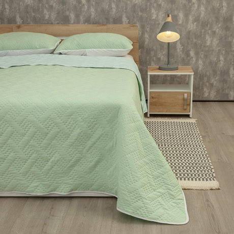 Cubrelecho Termosellado Cotton Sense Verde y Azul para Cama King 200 X 200 Cm Fondo Entero - TENDIDOS Y CUBRELECHOS | Bylmo
