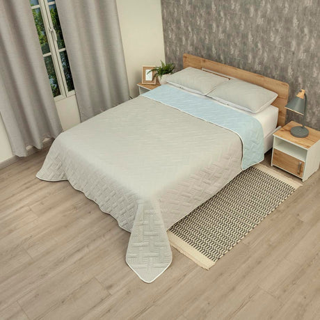 Cubrelecho Termosellado Cotton Sense Azul para Cama King 200 X 200 Cm Fondo Entero - TENDIDOS Y CUBRELECHOS | Bylmo