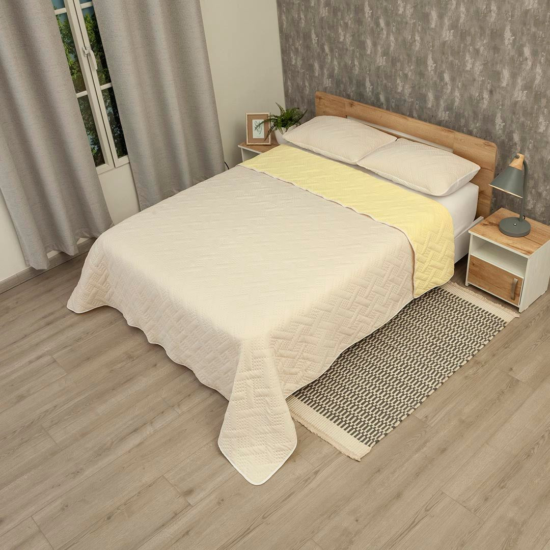 Cubrelecho Termosellado Cotton Sense Amarillo para Cama Queen 160 X 190 Cm Fondo Entero - TENDIDOS Y CUBRELECHOS | Bylmo