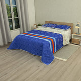 Cubrelecho Doble Faz City Code Blanco y Azul para Cama Doble 140 X 190 Cm Prensado de Lineas Y Circulos - TENDIDOS Y CUBRELECHOS | Bylmo