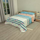 Cubrelecho Doble Faz Dúo Vibrante Naranja y Blanco para Cama Doble 140 X 190 Cm Prensado de Corazones Y Flores - TENDIDOS Y CUBRELECHOS | Bylmo