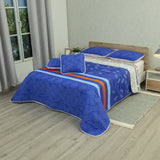 Cubrelecho City Code Blanco y Azul para Cama Doble 140 X 190 Cm Prensado de Lineas Y Circulos - TENDIDOS Y CUBRELECHOS | Bylmo