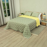 Cubrelecho Flora Café Grisáceo y Amarillo para Cama Doble 140 X 190 Cm Fondo Entero - TENDIDOS Y CUBRELECHOS | Bylmo