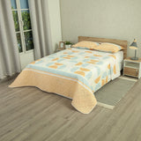 Cubrelecho Doble Faz Style Curvas del Tiempo Blanco y Naranja para Cama Doble 140 X 190 Cm de Semicirculos - TENDIDOS Y CUBRELECHOS | Bylmo