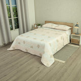 Cubrelecho Doble Faz Style Encato PAstel Rosa Claro y Blanco para Cama Queen 160 X 190 Cm de Hojas - TENDIDOS Y CUBRELECHOS | Bylmo