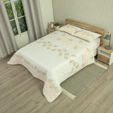 Cubrelecho Doble Faz Style Encanto Pastel Rosa Claro y Blanco para Cama King 200 X 200 Cm de Hojas - TENDIDOS Y CUBRELECHOS | Bylmo