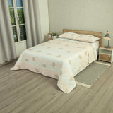 Cubrelecho Doble Faz Style Encanto Pastel Rosa Claro y Blanco para Cama King 200 X 200 Cm de Hojas - TENDIDOS Y CUBRELECHOS | Bylmo