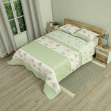 Cubrelecho Doble Faz Style Aura Natural Blanco y Verde Claro para Cama King 200 X 200 Cm de Hojas - TENDIDOS Y CUBRELECHOS | Bylmo