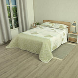 Cubrelecho Doble Faz Style Bosque Sereno Blanco y Verde grisáceo para Cama Semidoble 120 X 190 Cm de Hojas - TENDIDOS Y CUBRELECHOS | Bylmo