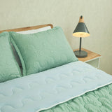 Cubrelecho Flora Verde y Azul para Cama Queen 160 X 190 Cm Fondo Entero - TENDIDOS Y CUBRELECHOS | Bylmo