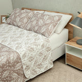 Cubrelecho Doble Faz Trama Café y Blanco para Cama Doble 140 X 190 Cm Prensado de Hojas - TENDIDOS Y CUBRELECHOS | Bylmo