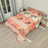 Cubrelecho Semi Acolchado Petalia Naranja para Cama Doble 140 X 190 Cm de Flores - TENDIDOS Y CUBRELECHOS | Bylmo