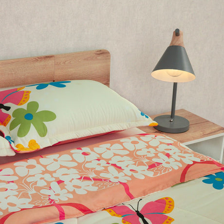 Cubrelecho Semi Acolchado Petalia Naranja para Cama Doble 140 X 190 Cm de Flores - TENDIDOS Y CUBRELECHOS | Bylmo