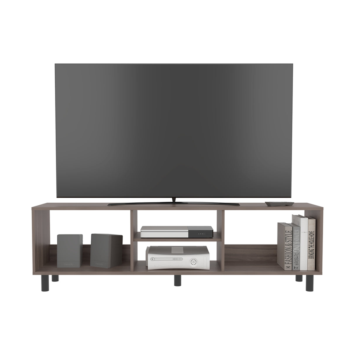 Rack de TV Nomik Avellana 160x47.5cm para TV Hasta 70" Pulgadas con Tres Compartimientos - MUEBLES DE TV | Bylmo