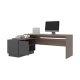 Escritorio en L Office Avellana 179x71.2cm con Organizador de Libros sin Cajones - ESCRITORIOS | Bylmo